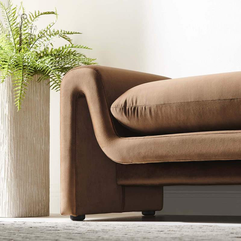 Orlan Champagne Velvet 3 Seater Bench Without Backrest